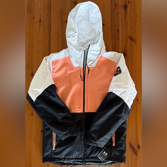 Under Armour Expanse Vista Jacket Mens Large Coral White Waterproof Ski Snow